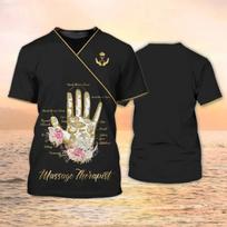 Women's Round Neck T-Shirt Massage Therapist 3D Printed Tops Beauty Salon Therapy Apparel Grunge Clothes Fashion New 6XL beige