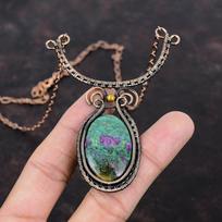 Ruby Fuchsite Necklace Copper Wire Wrapped Necklace Adjustable Necklace Handmade Necklace Antique Copper Jewelry Gemstone Necklace For Gift