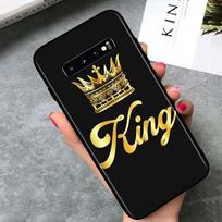 King Queen Couples for Samsung Galaxy S21 Ultra Plus Note 20 10 9 8  S10 S9 S8 S7 S6 Edge Plus Black Phone Case Samsung S8