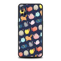Cartoon Cats Background For OnePlus 10 Pro 9 8T 8 Nord N10 7 7T 9R Phone Case For 1+ Nord 2T CE 2 N100 N200 Z 5G Black Cover OnePlus Z beige
