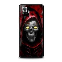 Grim Reaper Skull Skeleton Luxury Phone Case For Xiaomi Redmi Note 12 11 10 Pro Plus 9S 9 8 7 9T 8T 9C 9A 5G K40 Gaming Cover Redmi Note 8 black