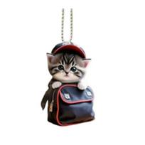 Katės formos pakabinamas automobilio papuošimas tikroviškai atrodantis lengvai pakabinamas automatinis galinio vaizdo veidrodis 1pc 8cm black