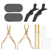 Hair Extension Pliers Kits Pliers Alligator Hair Clips for Feather Extension Pulling Needle Hair Extension gray