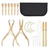 Hair Extension Pliers Kit Hair Extension Beading Tool Hair Loop Tool Pliers for Hair Extensions Metal Sectioning Clips