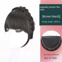 Wig Bangs Headband Synthetic Bangs Hair Extension Fake Fringe Natural Hair Clip on Hairpieces for Women Invisible Natural Clip 6inches juoda ruda spalva