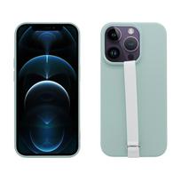 iPhone 14 apsauginis dėklas iš skysto silikono su virvele iPhone 14 Pro juoda