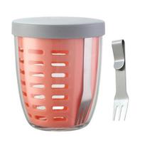 Portable Salad Cup with Fork Food Grade Draining Fruit Cup Leak-proof Snack Tumbler for Picnic Camping rožinė