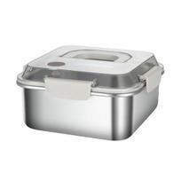 Stainless Steel Crisper Box 1200ml-3000ml Square Sealed Anti-Spill Lunch Box Refrigerator Storage Box Portable Lunch Box for Kitchen Office Camping S