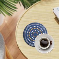 Round Placemat Insulation Pad Heat Resistant Rustic Place Mat Absorbent Coaster for Table blue