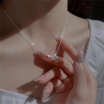 Minimalist Style Green Artificial Diamond Pendant Choker Necklace Inlaid Rhinestones Fashionable Simple Jewelry Accessory for Women Daily Decor