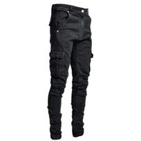 Spring and Fall Retro Fashion Jeans Men's Side Pockets Small Leg Skinny Jeans Plus Size XXXL juoda
