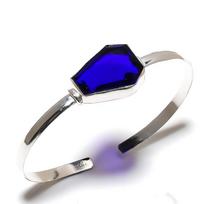 London Blue Topaz Gemstone 925 Sterling Silver Cuff Bangle Adjustable q0K83