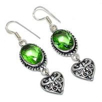Peridot Gemstone Handmade 925 Sterling Silver Gift Jewelry Earring 2.05  T7c89 gray