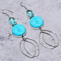 Sleeping Turquoise, Apatite 925 Sterling Silver Jewelry Earring 3.74  C0z55