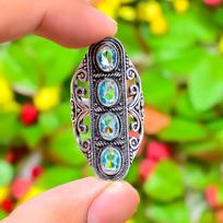 Swiss Blue Topaz Gemstone Handmade 925 Sterling Silver Gift Ring Size 8.5 o5n25
