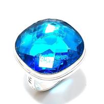 Blue Topaz Gemstone Handmade 925 Sterling Silver Gift Jewelry Ring Size 6 Z8z35