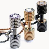1pc  Jewelry Barbell Dumbbell Design Pendant Stainless Steel Men's Gym Sport Necklace small auksas