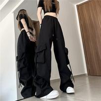 Women Y2K Cargo Pants Streetwear Drawstring Baggy Sweatpants Women Fashion Casual High Waist Big Pockets Hip Hop Trousers XXXXL juoda