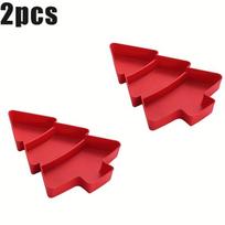 2 Pcs Christmas Tree Fruit Tray  Household Snack Tray  Plastic Candy Tray  Melon Seeds, Dried Fruit Box  Lazy Snack Box 2pcs raudona