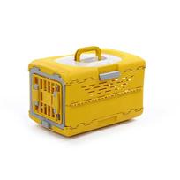 NEW Collapsible Hard-Sided Dog Crate 2-Door Portable Kennel Travel Carrier for Small and Medium Puppy Cat 48*30*32cm geltona