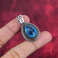 Blue Topaz Pendant, 925 Solid Sterling Silver Pendant Handmade Gemstone Jewelry, Gifts For Wife Brand New Pendant 1.50 Inches mėlyna