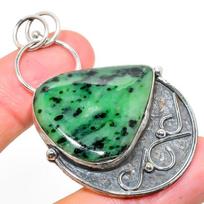 Ruby Zosite Lab-Created Handmade 925 Sterling Silver Jewelry Pendant 2.40  Q6q89