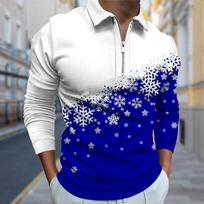 Polo marškinėliai Vyriški ilgomis rankovėmis snaigių raštai Nauji vyriški polo marškinėliai ilgomis rankovėmis marškinėlių viršus 8XL pilka