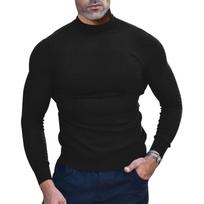 men's autumn and winter German velvet solid color long sleeved t-shirt foreign trade men's base shirt, close fitting semi high neck men's style XS juoda