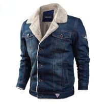 Winter Fashion Denim Jacket Men Cowboy Jacket Trendy Warm Fur Liner Denim Thick Jacket Top Coat Mens Jean Jackets Outwear Male Men Clothing Plus Size L tamsiai mėlyna spalva