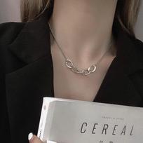 925 Sterling Silver Interlock Circle Thai Silver Necklace For Women Geometric Hip Hop Party Jewelry 40cm add 5cm