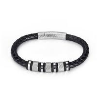 Jiayiqi Punk vyriški papuošalai Juoda/Ruda pintos odos apyrankė Nerūdijančio plieno magnetinis užsegimas Madingi apyrankės Dovana 18.5/22/20.5cm 16.5cm