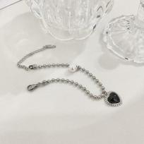 For Women Titanium Steel Fashion Personality Tide Pearl Love Bracelet Female Wind Temperament Simple Bracelet Jewelry oranžinė