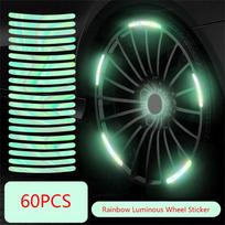 60pcs Car Tire Rim Car Stickers Bike Tire Reflective Sticker on Wheel Hub Stripes Reflective Rim Wheel Tape Wheel Rim Decal Tires Paper SKU233-1-60PCS žalia