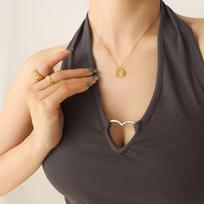Simple Kink Pendant Necklace Female, Summer Travel Vacation Style Versatile Niche Style Collarbone Chain Jewelry