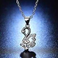 Moissanite imitaciniai mažos gulbės karoliai, moteriški Japonijos ir Korėjos vieno karato pakabukai, kaklo grandinėlė, mada blue