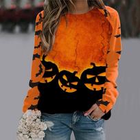 Women's Hoody Fashion Halloween Evil Witch Dark Castle Horror Party Print Casual Sweatshirts Long Sleeved O Neck Hoodies Female Tops S