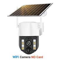 Saulės kamera 4G lauko dviejų objektyvų PIR žmogaus aptikimo belaidė kamera maitinama energija vandeniui atspari CCTV namų saugumo apsauga 【Wifi】None Card juoda/balta