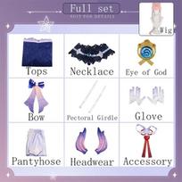 Sangonomiya Kokomi Cosplay Costume   Kokomi Tube Top Dress Set Cosplay Costume Outfits with Back Decoration Wig L-(Costume+Wig)