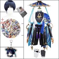 Scaramouche Cosplay Žaidimo Cosplay Kostiumas Kostiumas Anime Helovino Karnavalo Vakarėlio drabužiai L-(Suit+Wig+Hat)