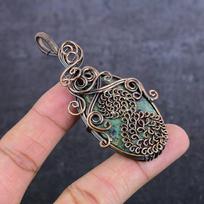 Natural Ruby Fuchsite Gemstone Copper Wire Wrap Jewelry Pendant 3.15  J2N69
