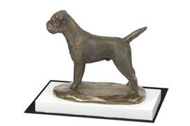 Borderterjeras - šuns figūrėlė, figūrėlė ant baltos bazės, trofėjus Art-Dog šunų parodai ruda