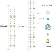 Snaigės girliandos pakabukas Popierinis pakabinamas ornamentas Varpelis Žėrintis Kalėdoms Gimtadieniui Namams Parduotuvės langui Vakarėlio dekoravimo reikmenys 4 PCS Garland