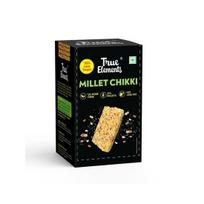 True Elements Millet Chikki with Jaggery -Peanuts, Millets and Raw Honey | Mini Bars | No Added Preservatives and Colours (12 pieces, 20g each 240 g) black