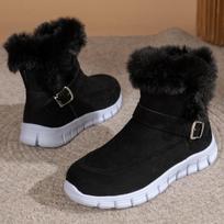 Women's Platform Snow Boots Winter Warm Faux Fur Lined Anti-Slip Ankle Boots Shoes for Women Comfortable Faux Suede Plush Fleece Lining Short Booties 35 juoda