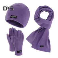 3 vnt./rinkinys Unisex Žieminė kepurė, šalikas, pirštinės rinkinys Stora flisinė šilta kepurė, pirštinės Elastingos, liečiamos ekranu, neperpučiamos vėjo Žieminis lauko dviračių kupolas kaklo apvyniojimo rinkinys violetinė