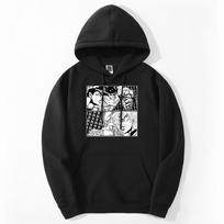 JOJO Bizarre Adventure Šaunus Unisex Džemperis su gobtuvu Japonija Anime JOJO Dio VS Jotaro Unisex Megztinis Oversize Hip Hop Mada Sudaderas L black