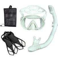Snorkel nardymo kaukė ir akiniai nardymo plaukimo vamzdžių rinkinys suaugusiems unisex white