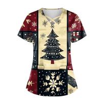 Moteriška kalėdinė uniforma darbo uniforma V formos kaklo kišenė, apsauginė darbo uniforma XXXL brown