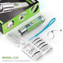 Mini Raktų Pakabuko Žibintuvėlis C Tipo Greitas Įkrovimas Priartinimas Daugiafunkcis Ištraukiamas COB Vandeniui Atsparus Apšvietimas led+battery+usb žalia