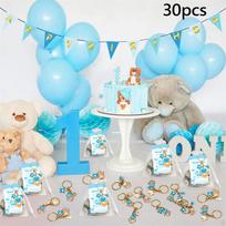 Baby Shower Favor for Guests Footprint Keychain House Key Holder Portable Keyring with Thank You Tag mėlyna